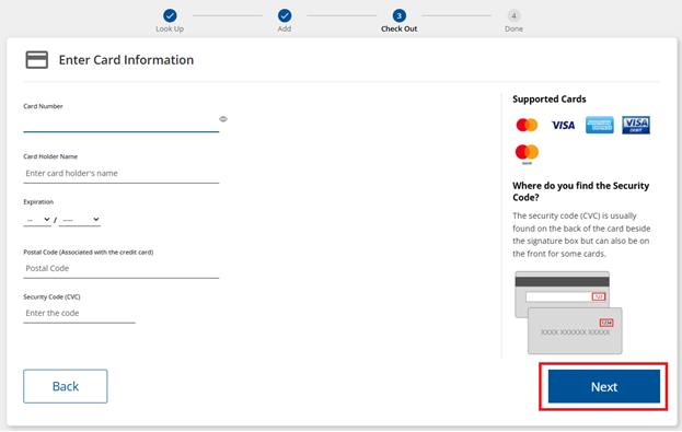 KUBRA Credit Debit Information Screen