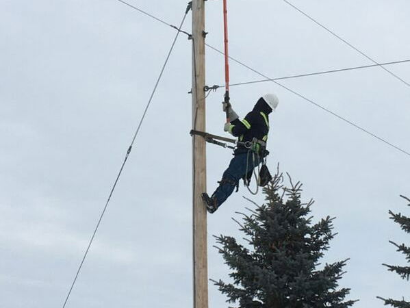power line technician at work