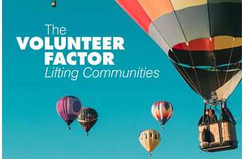 colorful hot air balloons on volunteer factor poster